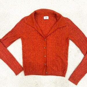Aritzia Red/Burnt Orange Cable Knit Sweater